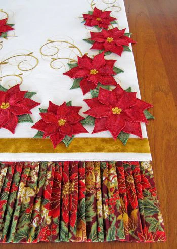 Poinsettia Table Runner Machine Embroidery CD - Image 3